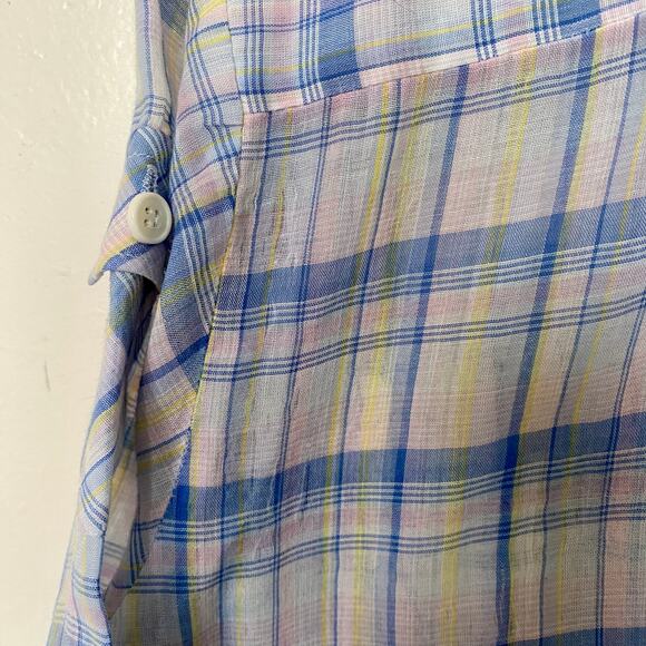 Vintage 1970's Thin Pearl Snap Short Sleeve Plaid Shirt - Picture 5 of 7